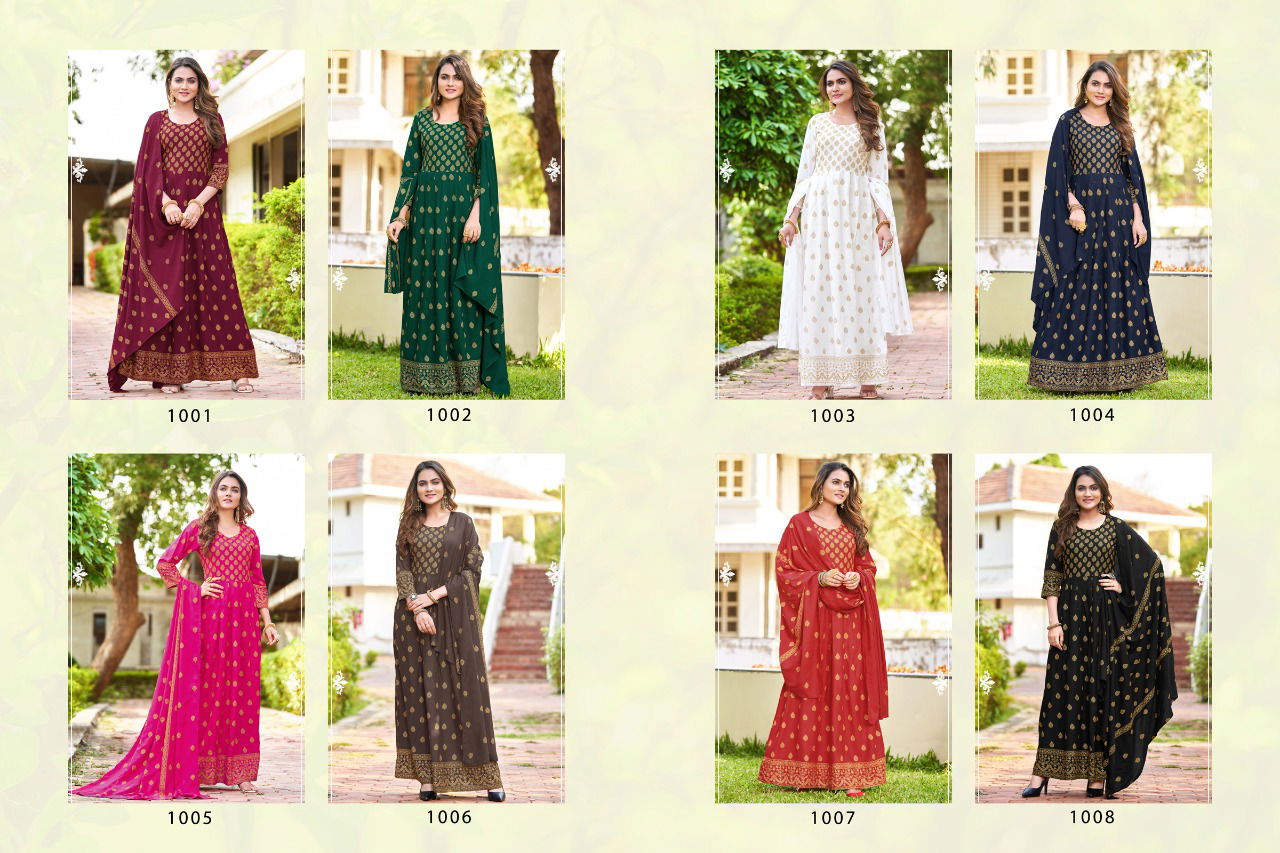 Banwery Paridhi Fancy Ethnic Wear Heavy Rayon Long Kurti With Dupatta Collection